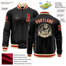 Laden Sie das Bild in den Galerie-Viewer, Uksn Individuelles Bomberjacke in Schwarz-Rot-Creme mit Reißverschluss und Varsity-Letterman-Stil
