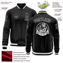 Laden Sie das Bild in den Galerie-Viewer, Uksn Individuelles Bomberjacke in Schwarz-Weiß mit Reißverschluss und Varsity-Letterman-Stil
