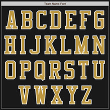 Laden Sie das Bild in den Galerie-Viewer, Uksn Individuelles Bomberjacke in Schwarz-Altgold-Weiß mit Reißverschluss, Zweifarben-Design und Varsity-Letterman-Stil

