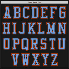 Laden Sie das Bild in den Galerie-Viewer, Uksn Individuelles Bomberjacke in Schwarz-Orange-Hellblau mit Reißverschluss, Zweifarben-Design und Varsity-Letterman-Stil
