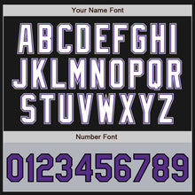 Laden Sie das Bild in den Galerie-Viewer, Uksn Individuelles Bomberjacke in Schwarz-Violett-Grau mit Reißverschluss, Zweifarben-Design und Varsity-Letterman-Stil
