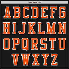 Laden Sie das Bild in den Galerie-Viewer, Uksn Individuelles Bomberjacke in Schwarz-Orange-Weiß mit Reißverschluss, Zweifarben-Design und Varsity-Letterman-Stil
