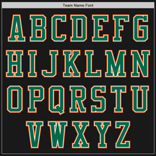 Laden Sie das Bild in den Galerie-Viewer, Uksn Individuelles Bomberjacke in Schwarz-Kelly-Grün-Orange mit Reißverschluss, Zweifarben-Design und Varsity-Letterman-Stil
