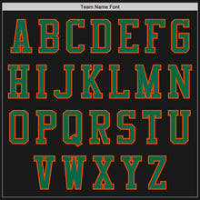 Laden Sie das Bild in den Galerie-Viewer, Uksn Individuelles Bomberjacke in Schwarz-Orange-Kelly-Grün mit Reißverschluss, Zweifarben-Design und Varsity-Letterman-Stil
