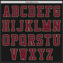 Laden Sie das Bild in den Galerie-Viewer, Uksn Individuelles Bomberjacke in Schwarz-City-Creme-Karmesinrot mit Reißverschluss, Zweifarben-Design und Varsity-Letterman-Stil
