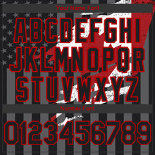 Laden Sie das Bild in den Galerie-Viewer, Uksn Individuelles Bomberjacke in Schwarz-Rot-Grau mit 3D-Kanada-Flagge, Druckknopfleiste, Kapuze und Varsity-Letterman-Stil

