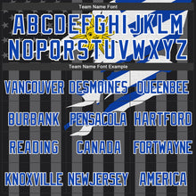 Laden Sie das Bild in den Galerie-Viewer, Uksn Individuelles Bomberjacke in Schwarz-Gewitterblau-Grau mit 3D-Uruguay-Flagge, Druckknopfleiste, Kapuze und Varsity-Letterman-Stil
