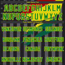 Laden Sie das Bild in den Galerie-Viewer, Uksn Individuelles Bomberjacke in Schwarz-Kelly-Grün-Hellgelb-Grau mit 3D-Bolivien-Flagge, Druckknopfleiste, Kapuze und Varsity-Letterman-Stil
