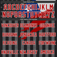 Laden Sie das Bild in den Galerie-Viewer, Uksn Individuelles Bomberjacke in Schwarz-Rot-Grau mit 3D-Chile-Flagge, Druckknopfleiste, Kapuze und Varsity-Letterman-Stil
