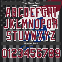 Laden Sie das Bild in den Galerie-Viewer, Uksn Individuelles Bomberjacke in Schwarz-Karmesinrot-Grau mit 3D-Panama-Flagge, Druckknopfleiste, Kapuze und Varsity-Letterman-Stil
