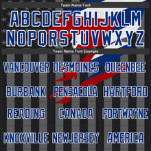 Laden Sie das Bild in den Galerie-Viewer, Uksn Individuelles Bomberjacke in Schwarz-Royalblau-Grau mit 3D-Kuba-Flagge, Druckknopfleiste, Kapuze und Varsity-Letterman-Stil

