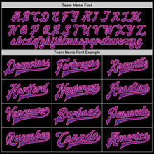 Laden Sie das Bild in den Galerie-Viewer, Uksn Individuelles Bomberjacke in Schwarz-Violett-Pink mit Druckknopfleiste und Varsity-Letterman-Stil

