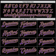 Laden Sie das Bild in den Galerie-Viewer, Uksn Individuelles Bomberjacke in Schwarz-Violett-Altgold mit Druckknopfleiste und Varsity-Letterman-Stil
