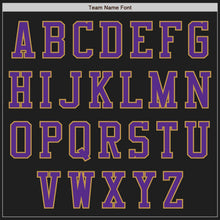 Laden Sie das Bild in den Galerie-Viewer, Uksn Individuelles Bomberjacke in Schwarz-Violett-Altgold mit Reißverschluss und Varsity-Letterman-Stil

