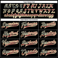 Laden Sie das Bild in den Galerie-Viewer, Uksn Individuelles Bomberjacke in Schwarz-Creme mit Vintage-USA-Flagge, Kunstleder, Druckknopfleiste und Varsity-Letterman-Stil
