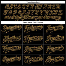 Laden Sie das Bild in den Galerie-Viewer, Uksn Individuelles Bomberjacke in Schwarz-Schwarz-Altgold mit Kunstleder, Druckknopfleiste und Varsity-Letterman-Stil

