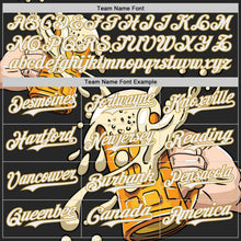 Laden Sie das Bild in den Galerie-Viewer, Uksn Individuelles Bomberjacke in Schwarz-Weiß-Altgold mit Bierfest-Design im Zweifarben-Look, Druckknopfleiste, Kapuze und Varsity-Letterman-Stil
