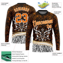 Laden Sie das Bild in den Galerie-Viewer, Uksn Individuelles Schwarz Bay Orange-Weiß 3D Tier Hirsch Jagd Werkzeug Pfeil Langarm Funktions-T-Shirt
