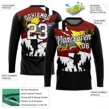 Laden Sie das Bild in den Galerie-Viewer, Uksn Individuelles Schwarz Weiß 3D Tier Hirsch Jagd Werkzeug Gewehr Jäger Langarm Funktions-T-Shirt
