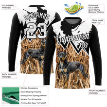 Laden Sie das Bild in den Galerie-Viewer, Uksn Individuelles Schwarz Weiß 3D Tier Rottweiler Hund Jagd Werkzeug Gewehr Jäger Langarm Funktions-T-Shirt
