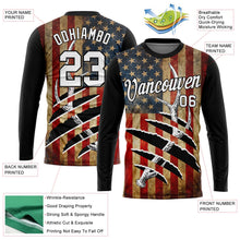 Laden Sie das Bild in den Galerie-Viewer, Uksn Individuelles Schwarz Weiß 3D Tier Hirsch Jagd Amerikanische Flagge Langarm Funktions-T-Shirt

