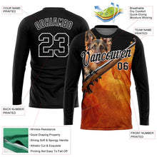 Laden Sie das Bild in den Galerie-Viewer, Uksn Individuelles Schwarz Weiß 3D Tier Schäferhund Jagd Werkzeug Gewehr Langarm Funktions-T-Shirt
