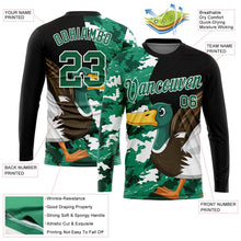 Laden Sie das Bild in den Galerie-Viewer, Uksn Individuelles Schwarz Kelly-Grün-Camouflage 3D Tier Ente Jagd Langarm Funktions-T-Shirt
