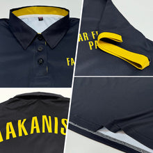 Laden Sie das Bild in den Galerie-Viewer, Uksn Individuelles Schwarz Gelb Golf-Funktions-Poloshirt
