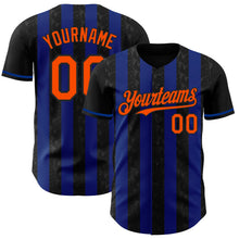 Laden Sie das Bild in den Galerie-Viewer, Uksn Individuelles Schwarz Orange-Royalblau Klassischer Vertikalstreifen Flüssige Textur Authentisches Baseball-Trikot
