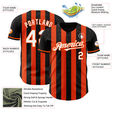 Laden Sie das Bild in den Galerie-Viewer, Uksn Individuelles Schwarz Weiß-Orange Klassischer Vertikalstreifen Flüssige Textur Authentisches Baseball-Trikot
