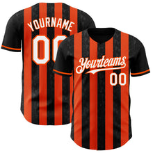 Laden Sie das Bild in den Galerie-Viewer, Uksn Individuelles Schwarz Weiß-Orange Klassischer Vertikalstreifen Flüssige Textur Authentisches Baseball-Trikot
