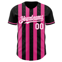Laden Sie das Bild in den Galerie-Viewer, Uksn Individuelles Schwarz Weiß-Pink Klassischer Vertikalstreifen Flüssige Textur Authentisches Baseball-Trikot
