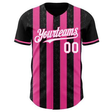 Uksn Individuelles Schwarz Weiß-Pink Klassischer Vertikalstreifen Flüssige Textur Authentisches Baseball-Trikot