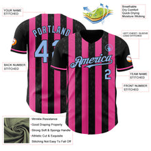 Laden Sie das Bild in den Galerie-Viewer, Uksn Individuelles Schwarz Hellblau-Pink Klassischer Vertikalstreifen Flüssige Textur Authentisches Baseball-Trikot
