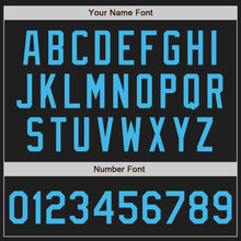 Laden Sie das Bild in den Galerie-Viewer, Uksn Individuelles Schwarz Himmelblau-Pink Klassischer Vertikalstreifen Flüssige Textur Authentisches Baseball-Trikot
