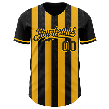 Uksn Individuelles Schwarz-Gold Klassischer Vertikalstreifen Flüssige Textur Authentisches Baseball-Trikot