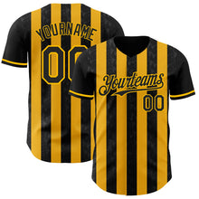 Laden Sie das Bild in den Galerie-Viewer, Uksn Individuelles Schwarz-Gold Klassischer Vertikalstreifen Flüssige Textur Authentisches Baseball-Trikot
