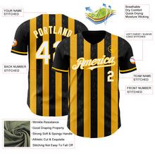 Laden Sie das Bild in den Galerie-Viewer, Uksn Individuelles Schwarz Weiß-Gold Klassischer Vertikalstreifen Flüssige Textur Authentisches Baseball-Trikot
