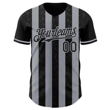 Uksn Individuelles Schwarz-Grau Klassischer Vertikalstreifen Flüssige Textur Authentisches Baseball-Trikot