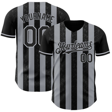Uksn Individuelles Schwarz-Grau Klassischer Vertikalstreifen Flüssige Textur Authentisches Baseball-Trikot