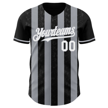 Uksn Individuelles Schwarz Weiß-Grau Klassischer Vertikalstreifen Flüssige Textur Authentisches Baseball-Trikot