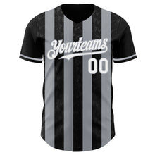Laden Sie das Bild in den Galerie-Viewer, Uksn Individuelles Schwarz Weiß-Grau Klassischer Vertikalstreifen Flüssige Textur Authentisches Baseball-Trikot
