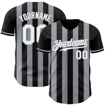 Laden Sie das Bild in den Galerie-Viewer, Uksn Individuelles Schwarz Weiß-Grau Klassischer Vertikalstreifen Flüssige Textur Authentisches Baseball-Trikot

