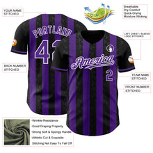 Laden Sie das Bild in den Galerie-Viewer, Uksn Individuelles Schwarz Violett-Weiß Klassischer Vertikalstreifen Flüssige Textur Authentisches Baseball-Trikot
