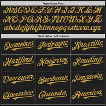 Laden Sie das Bild in den Galerie-Viewer, Uksn Individuelles Schwarz Altgold-Violett Klassischer Vertikalstreifen Flüssige Textur Authentisches Baseball-Trikot

