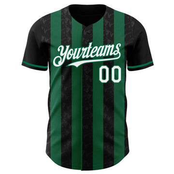 Uksn Individuelles Schwarz Weiß-Kelly-Grün Klassischer Vertikalstreifen Flüssige Textur Authentisches Baseball-Trikot