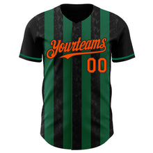 Laden Sie das Bild in den Galerie-Viewer, Uksn Individuelles Schwarz Orange-Kelly-Grün Klassischer Vertikalstreifen Flüssige Textur Authentisches Baseball-Trikot
