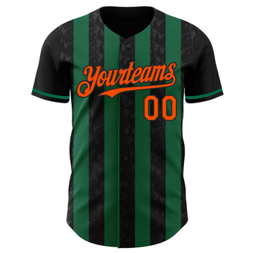 Uksn Individuelles Schwarz Orange-Kelly-Grün Klassischer Vertikalstreifen Flüssige Textur Authentisches Baseball-Trikot