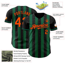 Laden Sie das Bild in den Galerie-Viewer, Uksn Individuelles Schwarz Orange-Kelly-Grün Klassischer Vertikalstreifen Flüssige Textur Authentisches Baseball-Trikot
