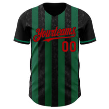 Laden Sie das Bild in den Galerie-Viewer, Uksn Individuelles Schwarz Rot-Kelly-Grün Klassischer Vertikalstreifen Flüssige Textur Authentisches Baseball-Trikot
